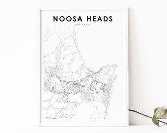 Noosa Heads QLD Australia Map Print, Map Art Poster, Queensland, City Street Road Map Print, Nursery Room Wall Office Decor, Printable Map