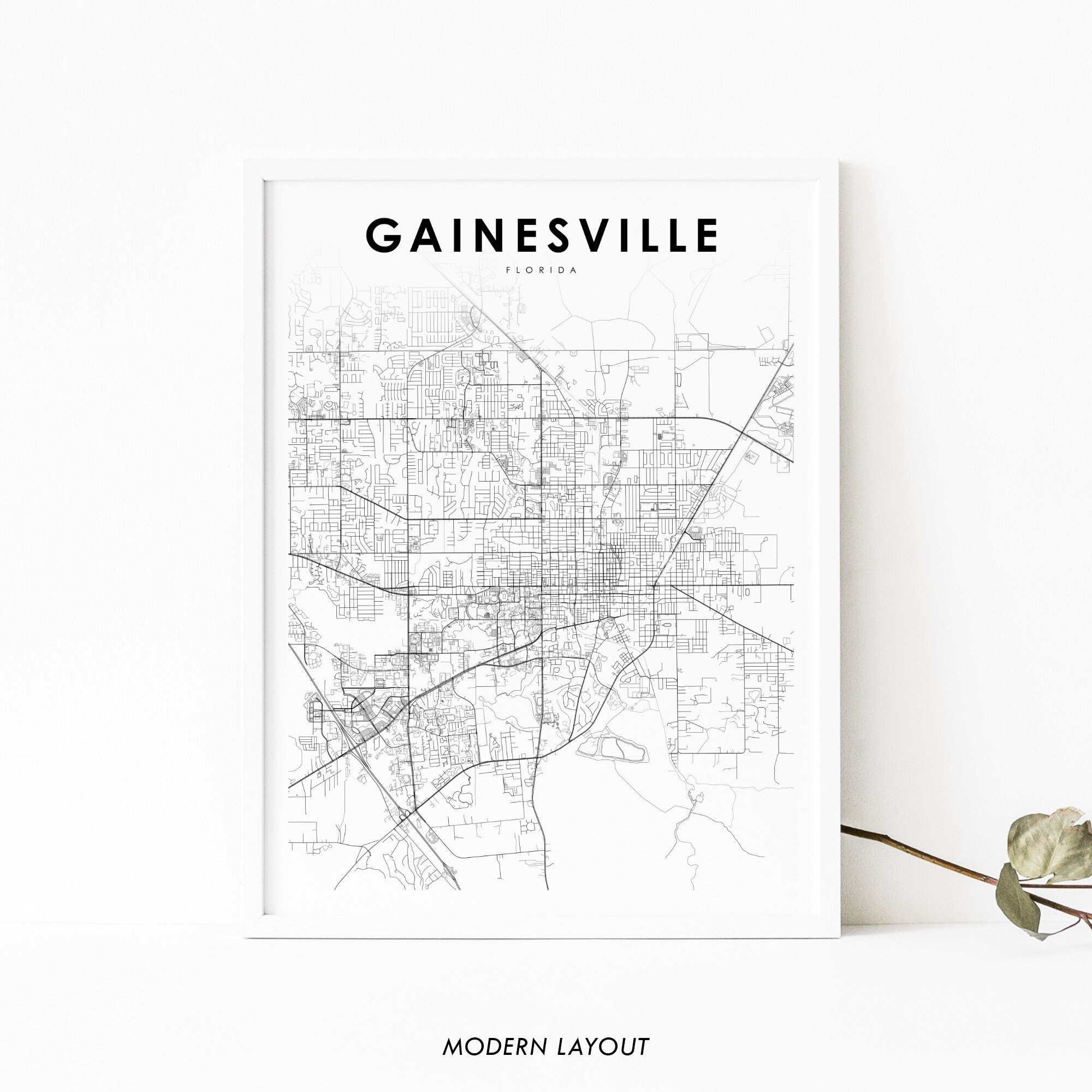 Gainesville FL Map Print Florida USA Map Art Poster UFL - Etsy