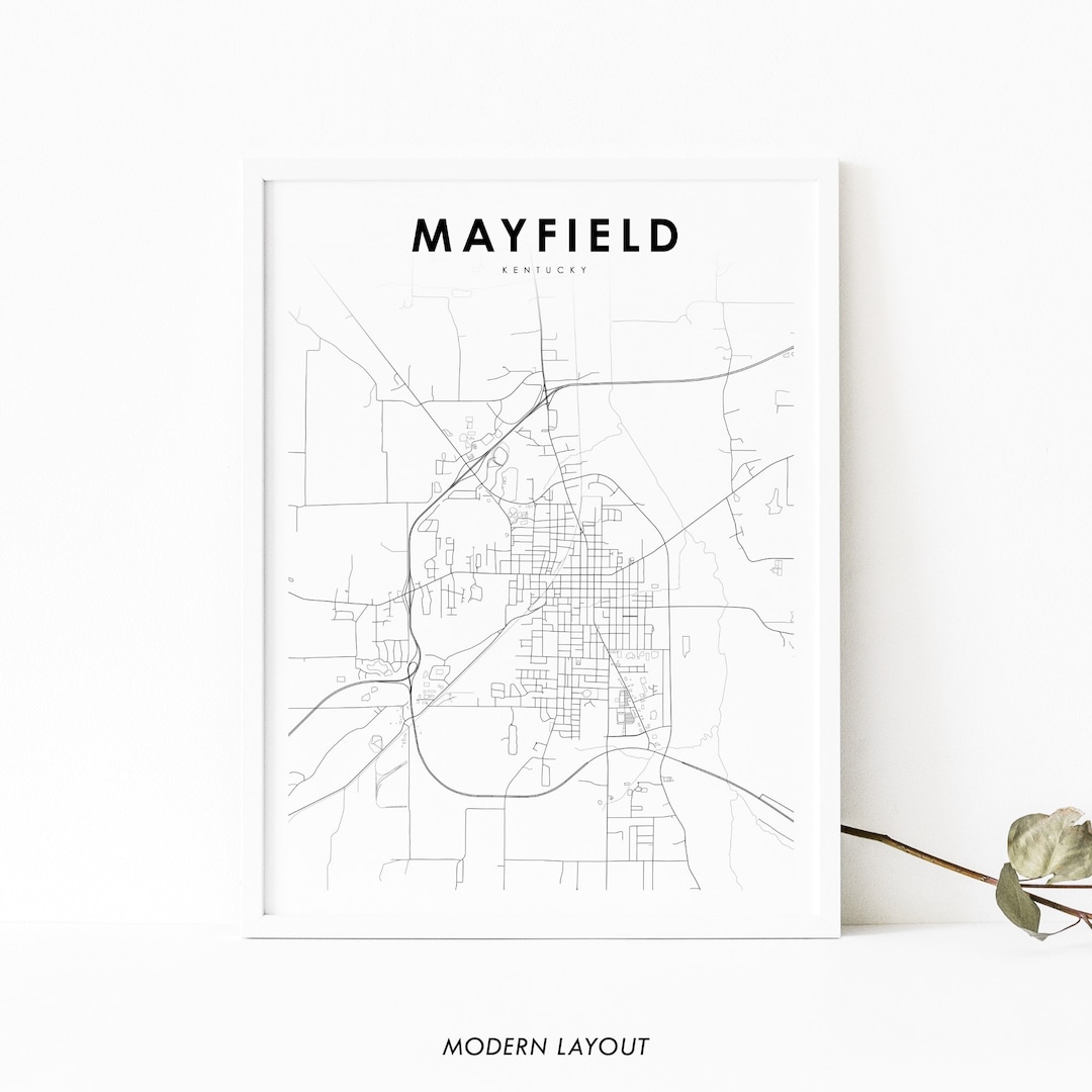 Mayfield KY Karte Print, Kentucky USA Karte Kunst Poster, Graves County