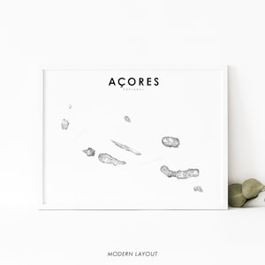 Azores Map Print, Açores Portugal Road Map Poster, São Miguel Pico Terceira Flores Map Art, Nursery Room Office Wall Decor, Printable Map