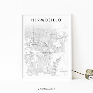 Impressão de mapa de Hermosillo México, pôster artístico de mapa de Pitic Sonora México, impressão de mapa de estradas de ruas da cidade, decoração de parede de quarto de berçário, mapa para impressão