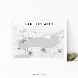 Lake Ontario Karte Druck, Great Lakes New York USA USA Ontario Kanada Karte Kunst Poster, Kinderzimmer Wand Büro Dekor