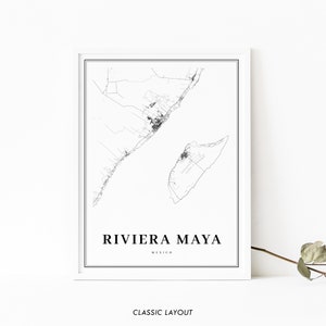 Stampa della mappa Riviera Maya Messico, Poster artistico della mappa, Playa del Carmen, Stampa della mappa stradale della città, Decorazione dell'ufficio della parete della stanza della scuola materna, Mappa stampabile immagine 2