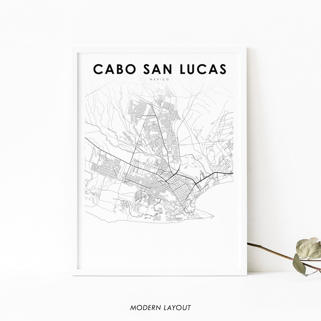 Cabo San Lucas Mexico Map Print, Map Art Poster, Cabo Los Cabos, City ...