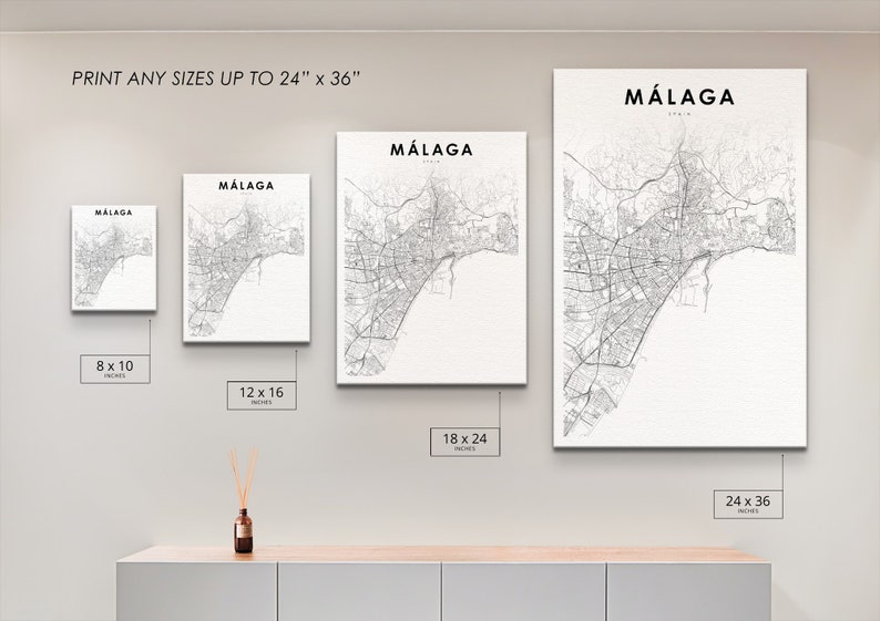 Malaga Spain Map Print, Málaga Map Art Poster, City Street Road Map Print, Nursery Room Wall Office Decor, Printable Map image 5