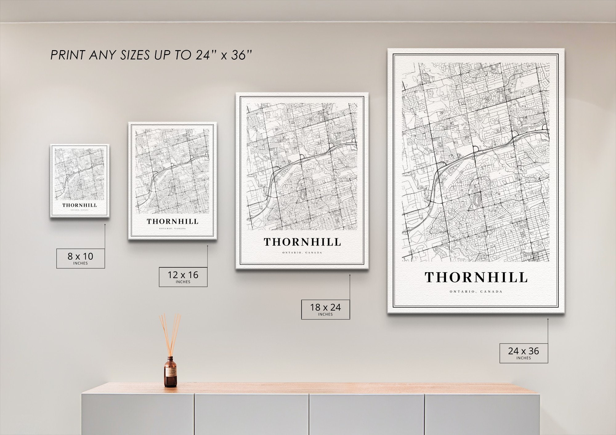 Thornhill Ontario Map Print Toronto ON Canada Map Art Poster Etsy
