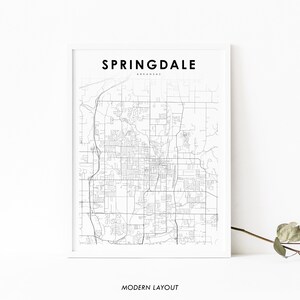 Springdale AR Map Print, Arkansas USA Map Art Poster, City Street Road Map Print, Nursery Room Wall Office Decor, Printable Map