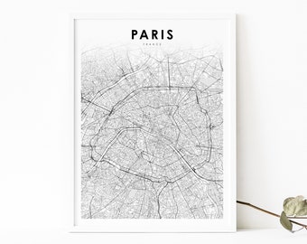 Paris France Map Print, Map Art Poster, Île-de-France française City Street Road Map Print, Nursery Room Wall Office Decor, Printable Map