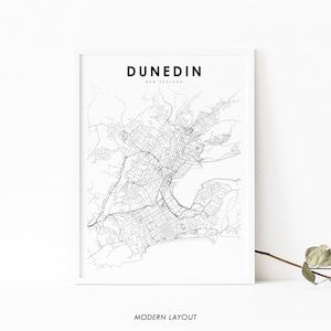 Dunedin Neuseeland Karte Print, Karte Kunst Poster, Otago Südinsel, Stadt Straße Road Map Print, Kinderzimmer Wand Büro Dekor, druckbare Karte