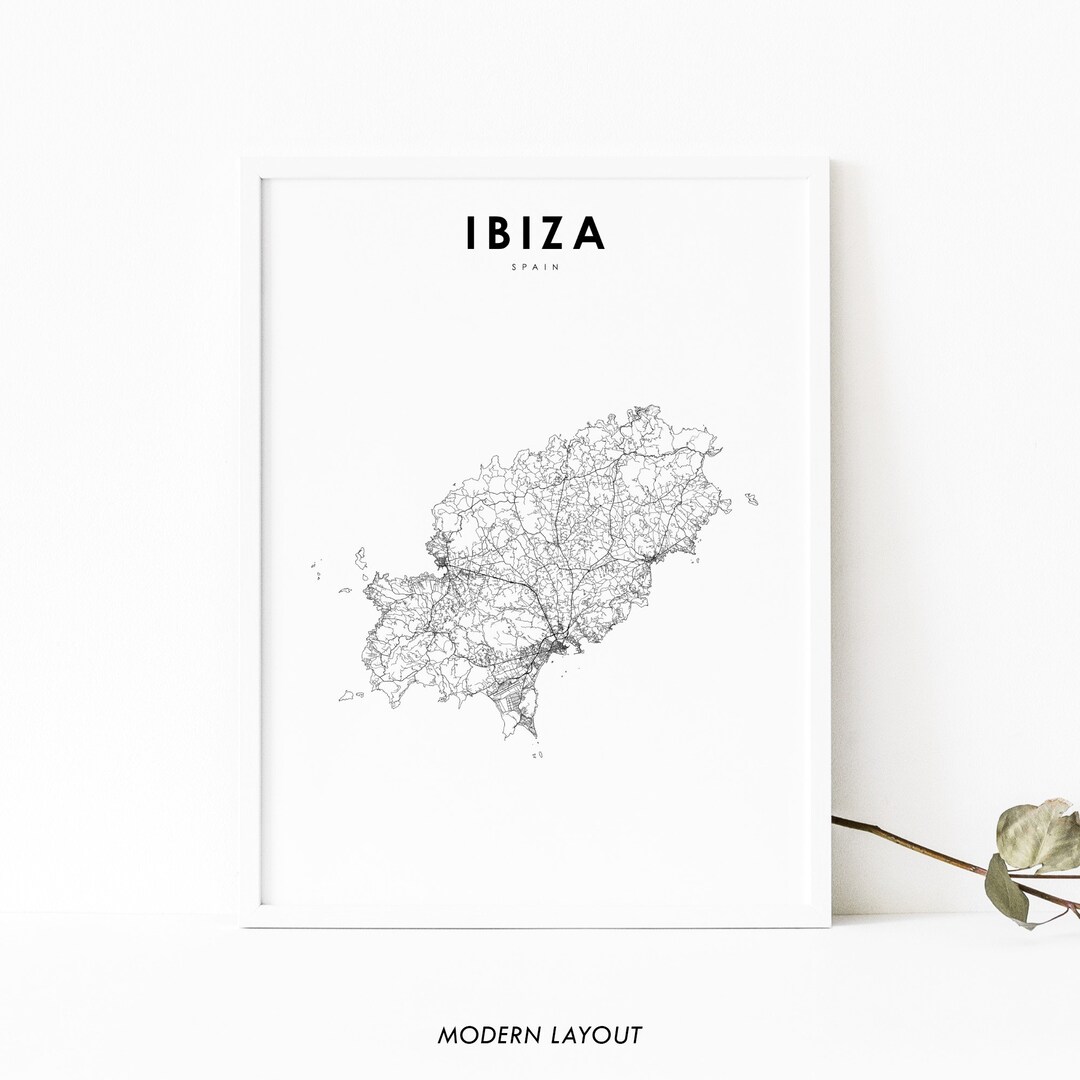 Ibiza Spain Map Print, Road Map Poster, Eivissa Balearic España Map Art ...