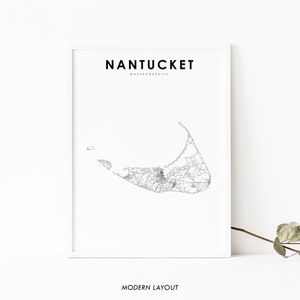 Nantucket MA Karte Print, Massachusetts USA Karte Kunst Poster, Cape Cod Stadt Straße Straße Karte Druck, Kinderzimmer Wand Büro Dekor, druckbare Karte