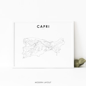 Capri eiland Italië kaart afdrukken, Italië routekaart Art Poster, Napels Campania, Italia kaart kunst, kinderkamer muur Office Decor, afdrukbare kaart