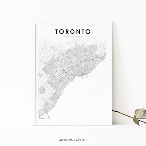 Impressão de mapa da área da Grande Toronto, Ontário, pôster de arte de mapa GTA ON Canadá, impressão de mapa de estradas de rua, decoração de parede de escritório de berçário, mapa para impressão