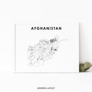 Afghanistan kaart afdrukken, land routekaart poster, Afġānistān Kabul Islam kaart kunst, kinderkamer muur kantoor decor, afdrukbare kaart