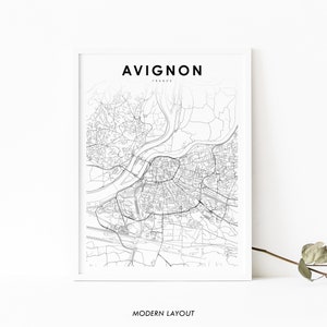Avignon Frankreich Karte Print, Karte Kunst Poster, Avenio Alpes-Côte d'Azur Stadt Straße Straßenkarte Druck, Kinderzimmer Wand Büro Dekor, druckbare Karte