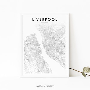 Liverpool Area England Karte Druck, Vereinigtes Königreich UK Karte Kunst Poster, Stadt Straße Straßenkarte Druck, Kinderzimmer Wand Büro Dekor, druckbare Karte