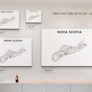 Nova Scotia Map Print, NS Canada State Road Map Print, Halifax, Map Art Poster, Nursery Room Wall Office Decor, Printable Map image 5