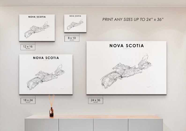 Nova Scotia Map Print, NS Canada State Road Map Print, Halifax, Map Art Poster, Nursery Room Wall Office Decor, Printable Map image 5