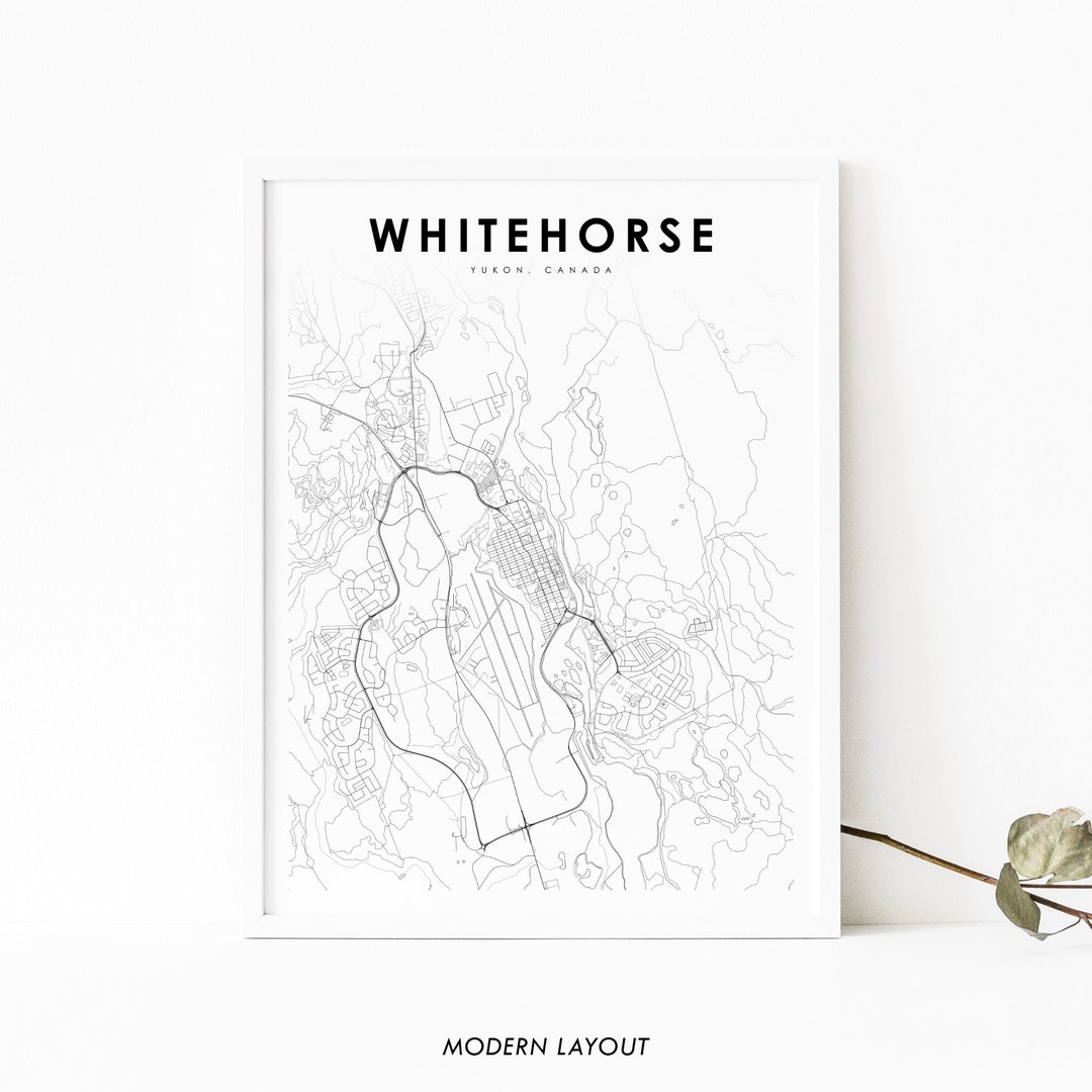 Whitehorse YT Map Print, Yukon Canada Map Art Poster, City Street Road