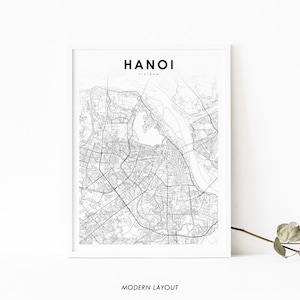 Hanoi Vietnam Karte Druck, Hà Nội Việt Nam Viet Nam Karte Kunst Poster, Stadtstraße Straßenkarte Druck, Kinderzimmer Büro Wanddekoration, druckbare Karte