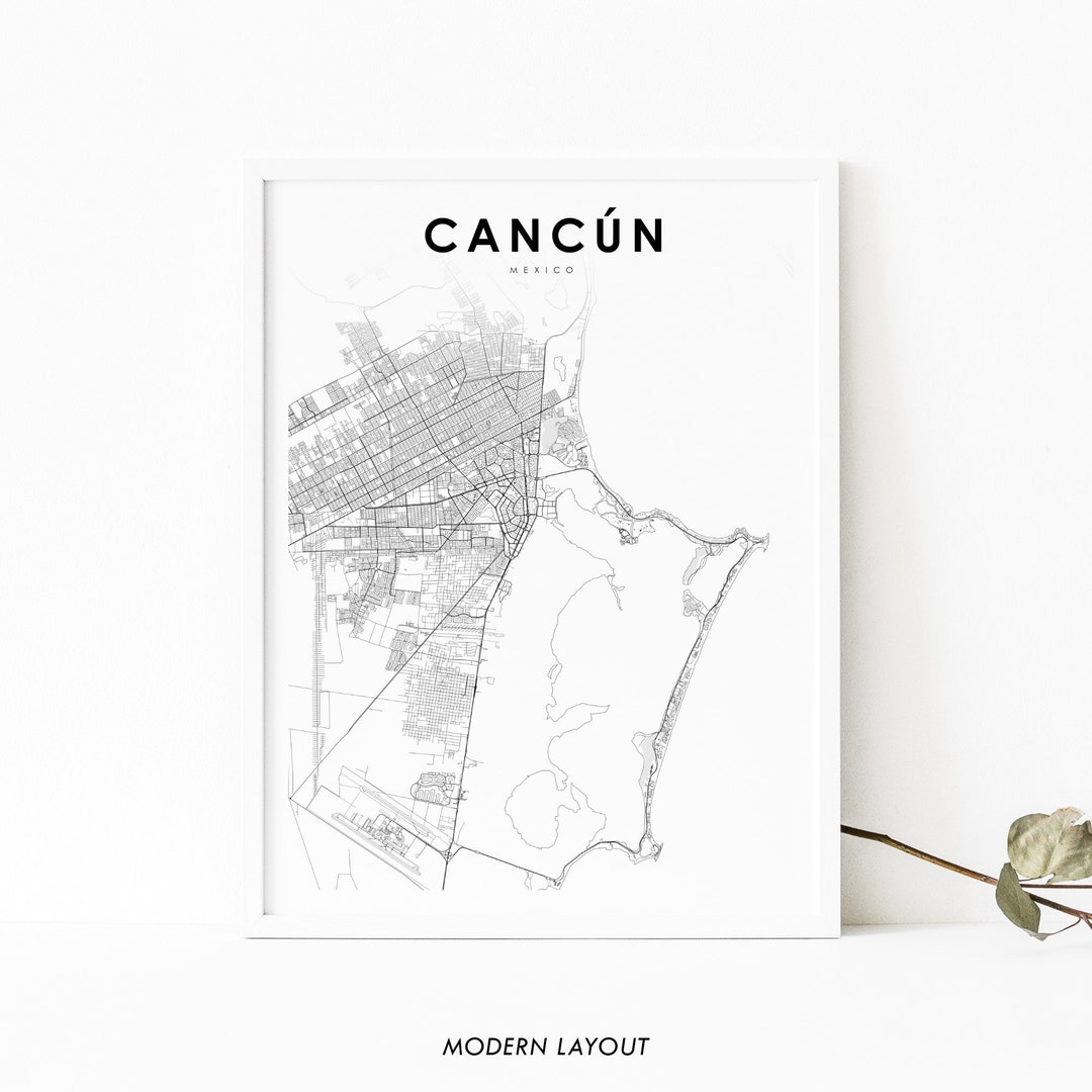 Cancun Area Mexico Map Print, Cancún México Map Art Poster, City Street ...