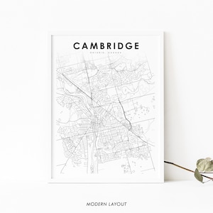 Cambridge Ontario Map Print, ON Canada Map Art Poster, City Street Road Map Print, Nursery Room Wall Office Decor, Printable Map