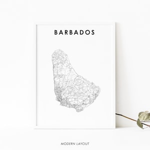 Barbados kaart afdrukken, land routekaart poster, Caribisch Amerika Bridgetown kaart kunst, kinderkamer muur kantoor decor, afdrukbare kaart