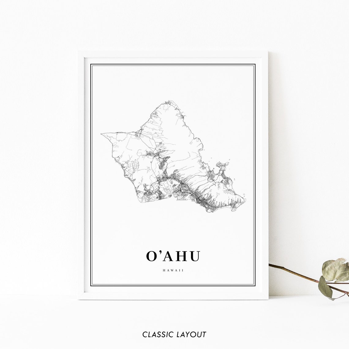 Oahu HI Map Print O'ahu Hawaii USA Map Art Poster - Etsy