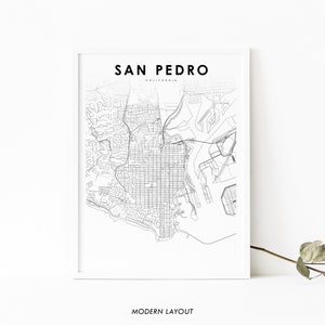 San Pedro CA Map Print, California USA Map Art Poster, Palos Verdes, City Street Map Print, Nursery Room Wall Office Decor, Printable Map