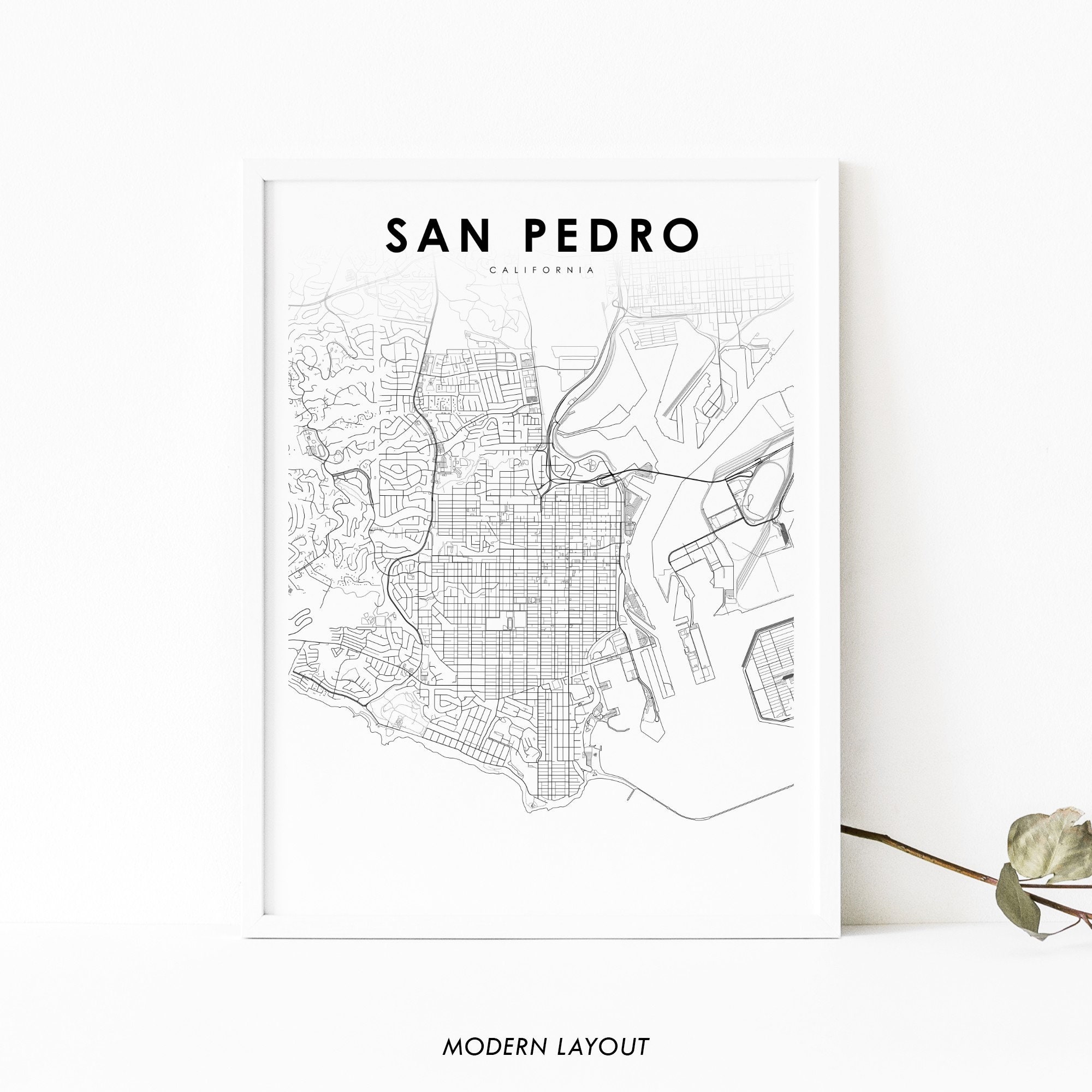 San Pedro CA Map Print, California USA Map Art Poster, Palos Verdes, City Street  Map Print, Nursery Room Wall Office Decor, Printable Map - Etsy