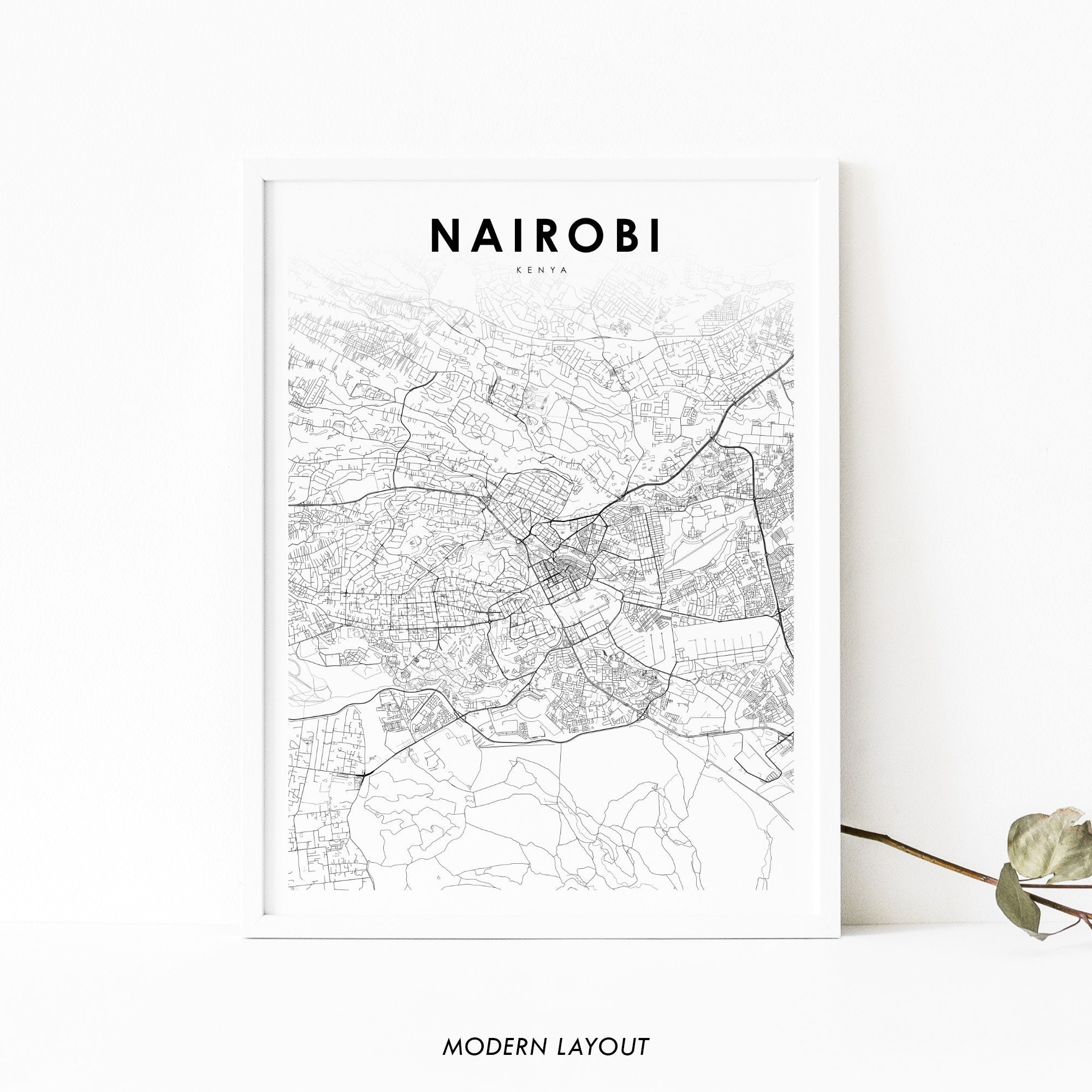 Nairobi Kenya Map Print Map Art Poster Nyrobi Africa City | Etsy