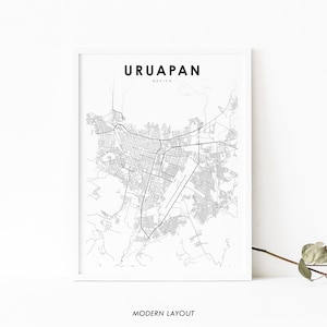 Uruapan Mexico Map Print, Michoacán México Map Art Poster, City Street Road Map Print, Nursery Room Wall Office Decor, Printable Map