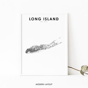 Long Island NY Karte Print, New York Road Map Print, Queens USA USA Karte Kunst Poster, Kinderzimmer Wand Büro Dekor, druckbare Karte