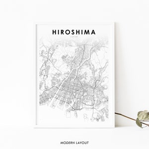Hiroshima Japan Karte Druck, Karte Kunst Poster, 広島 広島市 広島市 国地 liebsten chang von bezug auf die Stadt, Stadtstraße Straßenkarte Druck, Kinderzimmer Büro Wanddekoration, druckbare Karte