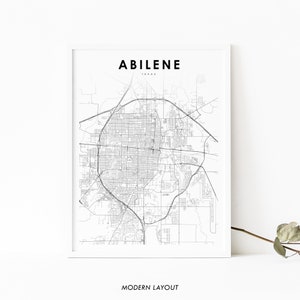 Abilene TX Karte Print, Texas USA Karte Kunst Poster, Taylor County, Stadt Straße Road Map Print, Kinderzimmer Wand Büro Dekor, druckbare Karte
