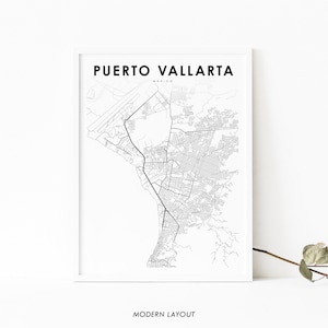 Puerto Vallarta Mexique Carte Imprimer, Jalisco Mexique Carte Art Affiche, City Street Road Map Print, Nursery Room Wall Office Decor, Carte imprimable