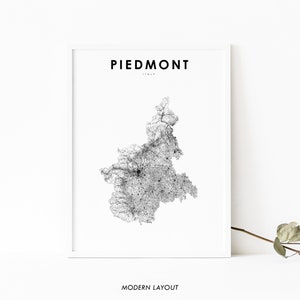 Piedmont Italy Map Print, Road Map Art Poster, Piemonte Piemont Turin Italia Map Art, Nursery Room Wall Office Decor, Printable Map