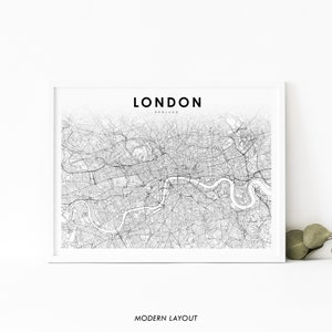 London England Karte Druck, Vereinigtes Königreich UK Karte Kunst Poster, Stadt Straße Straßenkarte Druck, Kinderzimmer Wand Büro Dekor, druckbare Karte