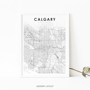Calgary Alberta Map Print, AB Canada Map Art Poster, City Street Road Map Print, Nursery Room Office Wall Decor, Printable Map