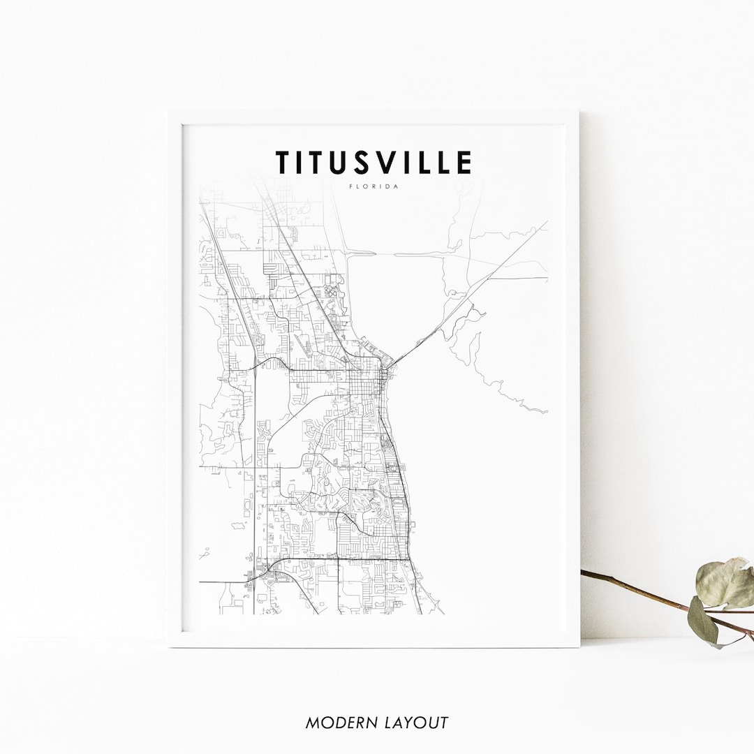 Titusville FL Map Print, Florida USA Map Art Poster, Brevard, City ...