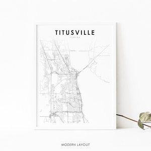 Titusville FL Kaart Print, Florida USA Kaart Art Poster, Brevard, City Street Road Map Print, Kinderkamer Muur Kantoor Decor, Afdrukbare kaart
