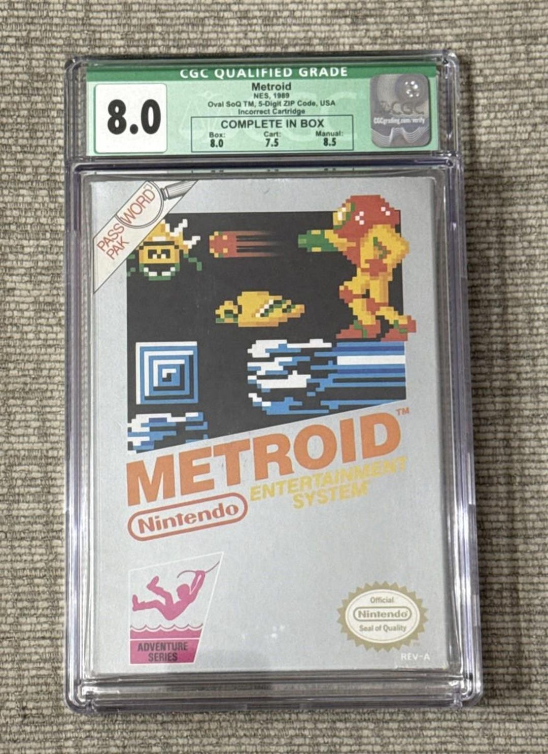 Metroid WATA 8.0 CIB [hangtab, 1st Prod.] NES Nintendo 1987 - Etsy