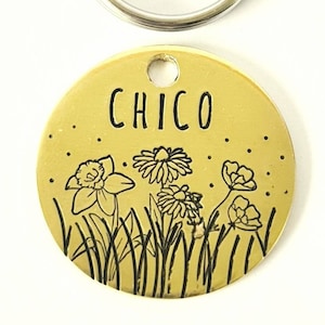 The Wildflower - Brass Pet I.D Tag