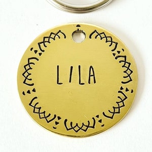 Lotus - Brass Pet I.D Tag