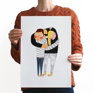 Bellas Artes Giclée Impresión Ilustración Kramen El abrazo cartel de la pared decoración sueca obra limitada edición A3 Suecia