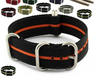 18mm 20mm 22mm 24mm 26mm Nylon Nato Military Watch Strap Band Heavy Duty Zulustrong Fixed/Standard Lugs Black Grey Blue Green Orange Maroon