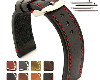 Correa de reloj de piel auténtica: Catalonia Classic, cierre rápido, 18 mm-24 mm