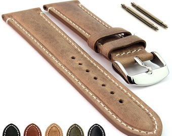 Correa de reloj de cuero genuino: acabado mate con hebilla de acero inoxidable