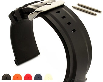 26mm 28mm 30mm Silicone Rubber Waterproof Resin Watch Strap Band Jumbo, Spring Bars Stainless Steel Buckle, Black Orange Red Blue White