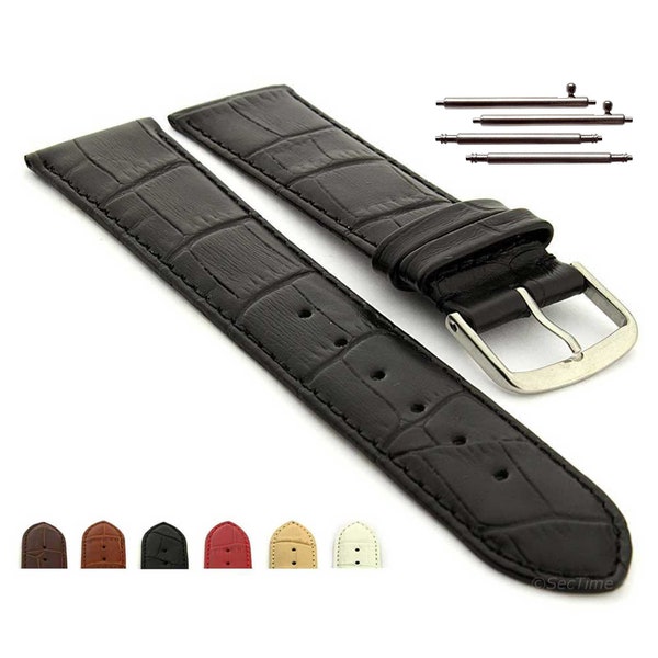 16mm 18mm 20mm 22mm Extra Short Leather Watch Strap Band Croco Grain Louisiana Classic Quick Release Brown Black Red Beige White Blue Pink